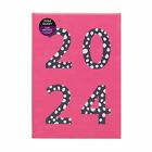 WHSmith A5 2024 Day-To-Page Pink Black Cream Spot 2024 Diary