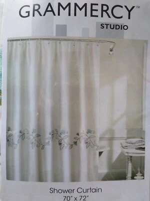 Cortina de ducha de tela bordada Grammercy Studio 70" x 72" nueva en paquete Foto 1 de 4