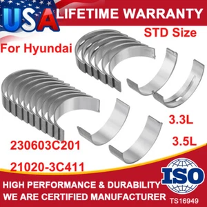 Main & Rod Bearings Kit For Hyundai Santa Fe Azera Kia Sedona Sorento 3.3L 3.5L - Picture 1 of 10