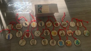 Jesse Tree Ornaments Wood Advent Christmas 27 Pieces 2 1/4 “ Diameter Rare Set - Picture 1 of 4