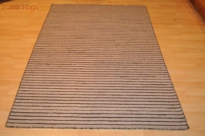 Alfombra CONTEMPARRY 4' X 6' Hecha a Mano Tejido Kilim Lana Negro Blanco MODERNA - Imagen 1 de 9