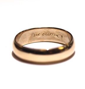 14k yellow gold 6.5mm mens milgrain wedding band ring 7.4g gents size 13