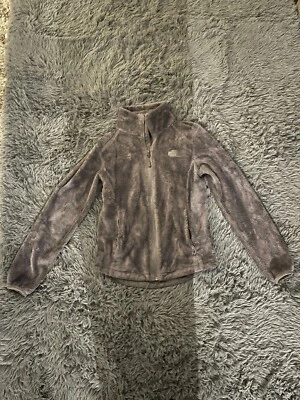 Chaqueta gris suave cremallera completa cuello falso piel sintética Y2K The North Face para mujer talla XS Foto 1 de 4