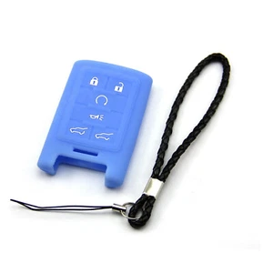 Blue Silicone Case Cover For Cadillac Escalade Remote Smart Key 6 Buttons CAD6BU - Picture 1 of 3
