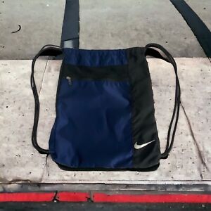 Nike Drawstring Backpack Bag Training Gym Sack Pack Black and Blue
