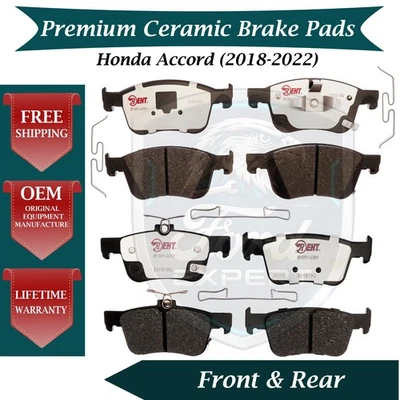 Premium OE Front & Rear Ceramic Brake Pads Kit For 2018-2022 Honda Accord - Image 1 of 4