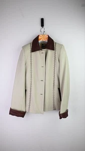 Vintage Piel Internacional two tone leather jacket in putty/brown  size 38/UK10 - Picture 1 of 16