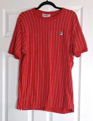 Fila Hombre Guillo Rojo Blanco Rayas Manga Corta Blokecore Camiseta XL Foto 1 de 4