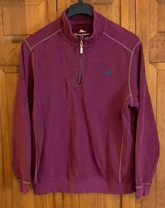 Men's Tommy Bahama Long Sleeve Red 1/4-Zip Pullover Tag Size L - Picture 1 of 3