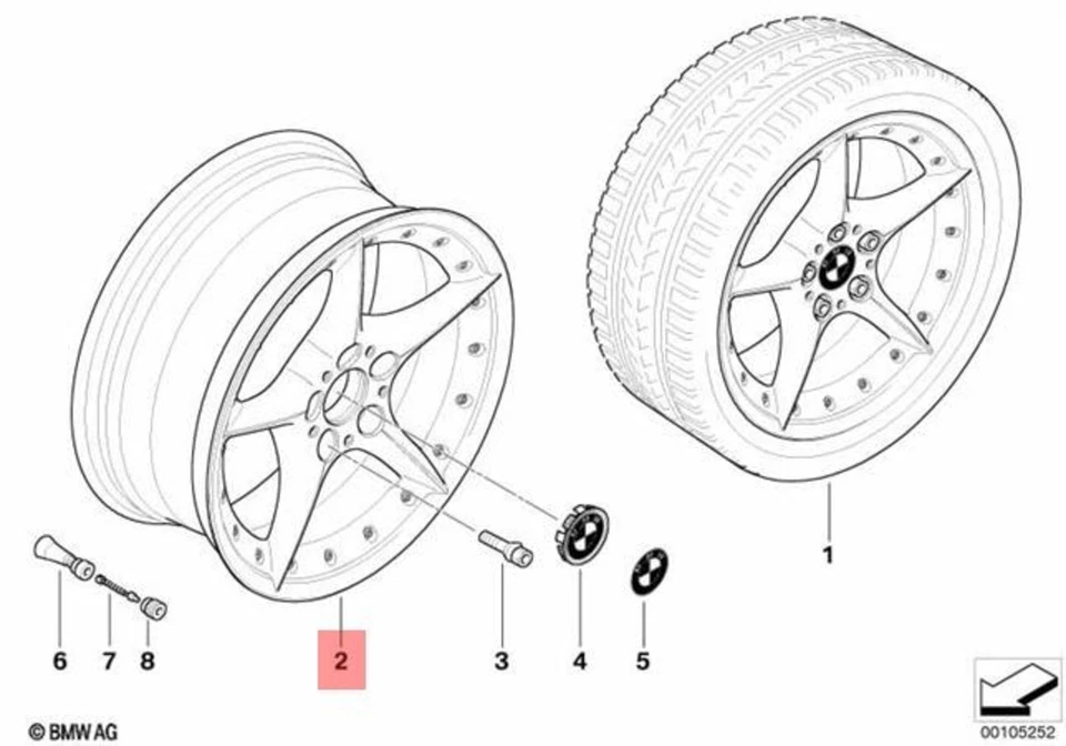 Genuine BMW Z4 Coupe Roadster E85 E86 Two-Piece Light Alloy Rim 36116758195 - Image 1 of 1