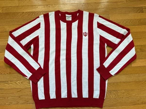 URBAN CHAMPS Mens Sz XXL Indiana Hoosiers IU Candy Stripes Sweater NWOT - Picture 1 of 4