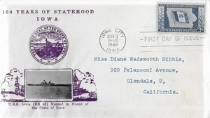 1946 FDC, #942, 3c Iowa Centennial, Crosby M-39 - Picture 1 of 2