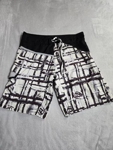 Reef Board Shorts Mens Size 38 Surf Beach Skate Polyester Drawstring Y2K Black - Picture 1 of 11