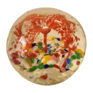 Kunstglas Briefbeschwerer rote Trompete Blume mit bunten Schichten kontrollierte Blasen - Bild 1 von 15