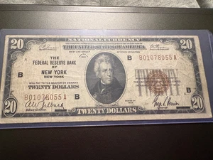 1929 Brown Seal $20 bill. Bank of New York. Rare** - Picture 1 of 2