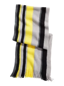 ALFANI Mens Yellow Acrylic Striped Fringed Winter Scarf - Picture 1 of 3