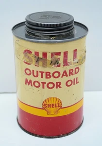 Shell Außenborder Öl Quart Dose verbeult, Zustandsprobleme Vintage - Bild 1 von 19