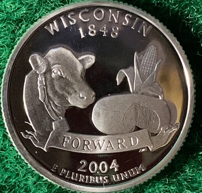 2004~S   * WISCONSIN *  90% SILVER * DEEP CAMEO * STATE QUARTER FROM PROOF SET - Image 1 of 2