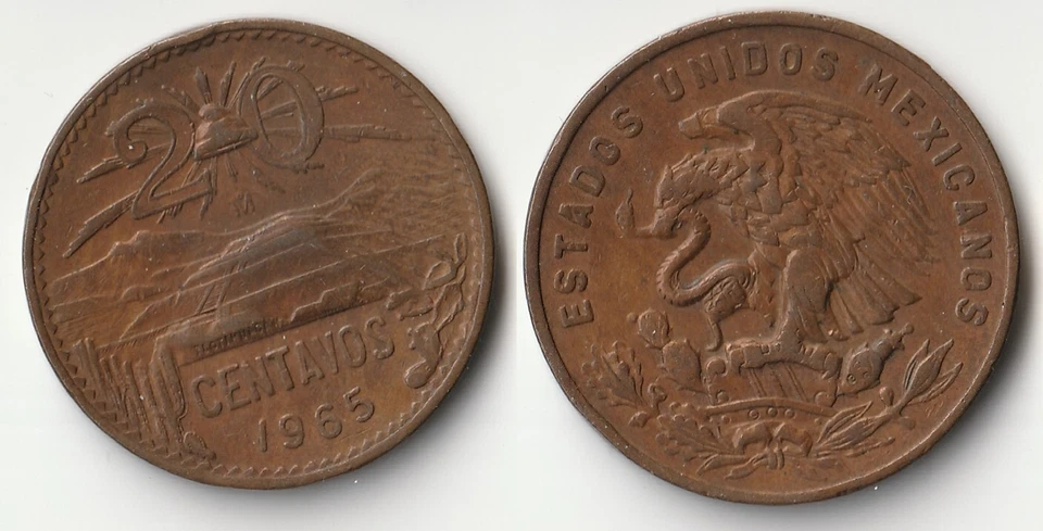 Moneda de 20 centavos de México 1965 Foto 1 de 1