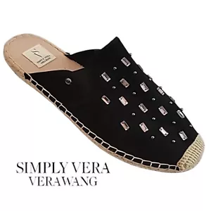 SIMPLY VERA VERA WANG 9.5 POETRY ESPADRILLE Slip On Flat Wedge MULE SLIDES - Picture 1 of 11