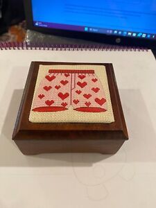 Heart boxer Needlepoint wooden Box