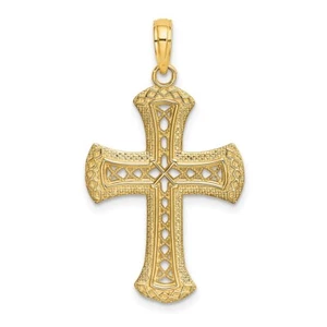 14K Yellow Gold Textured and Cut-Out Cross Charm Pendant L-1 Inch, 1.24 gram - Picture 1 of 4