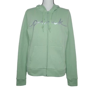 PINK Victoria's Secret Fleece Zip Up Perfect Hoodie Jade Green 11157155 Med NWT - Picture 1 of 10