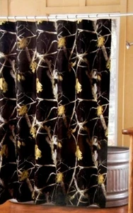 Cabela's Grand River Lodge Black Camo Shower Curtain 72 in x 72 in - Picture 1 of 2