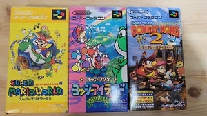 Lot of 3 Japanese SNES Games: Super Mario World, Yoshi's Island & Donkey Kong Co - Picture 1 of 4