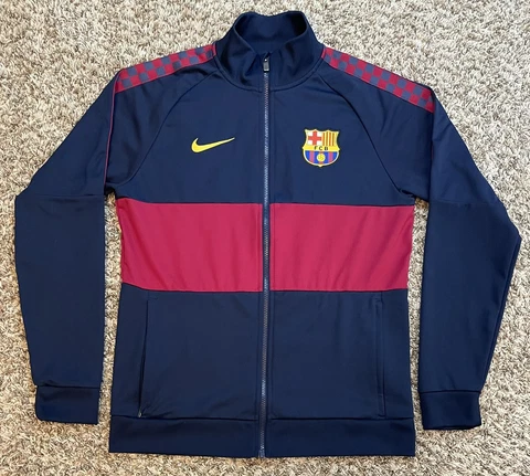 NIKE FC Barcelona Men's Full Zip Red Blue Soccer Track Jacket Size Medium FCB Cover