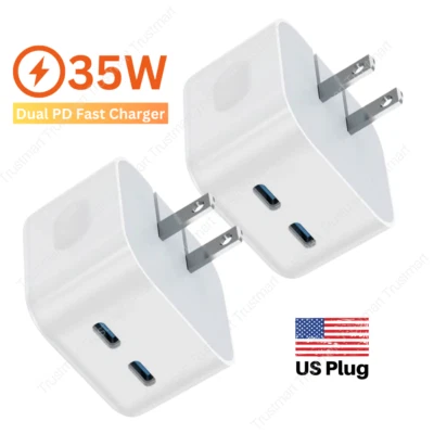 Nuevo Cargador Rápido 35W Doble USB-C PD Tipo C Adaptador de Corriente Cargador de Pared para iPhone Foto 1 de 4