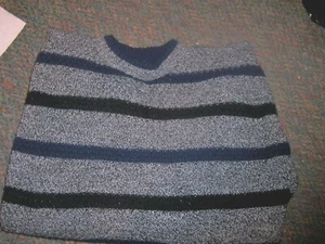 Suéter Acrílico Prides Landing (Vintage EE. UU.) Azul Marino Brezo Rayas - TALLA GRANDE - Imagen 1 de 3