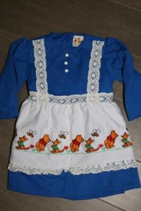 VINTAGE SEARS WINNIE THE POOH GIRLS DRESS BLUE PERMA PREST ROO YOUTH SIZE 4 RARE - Picture 1 of 12