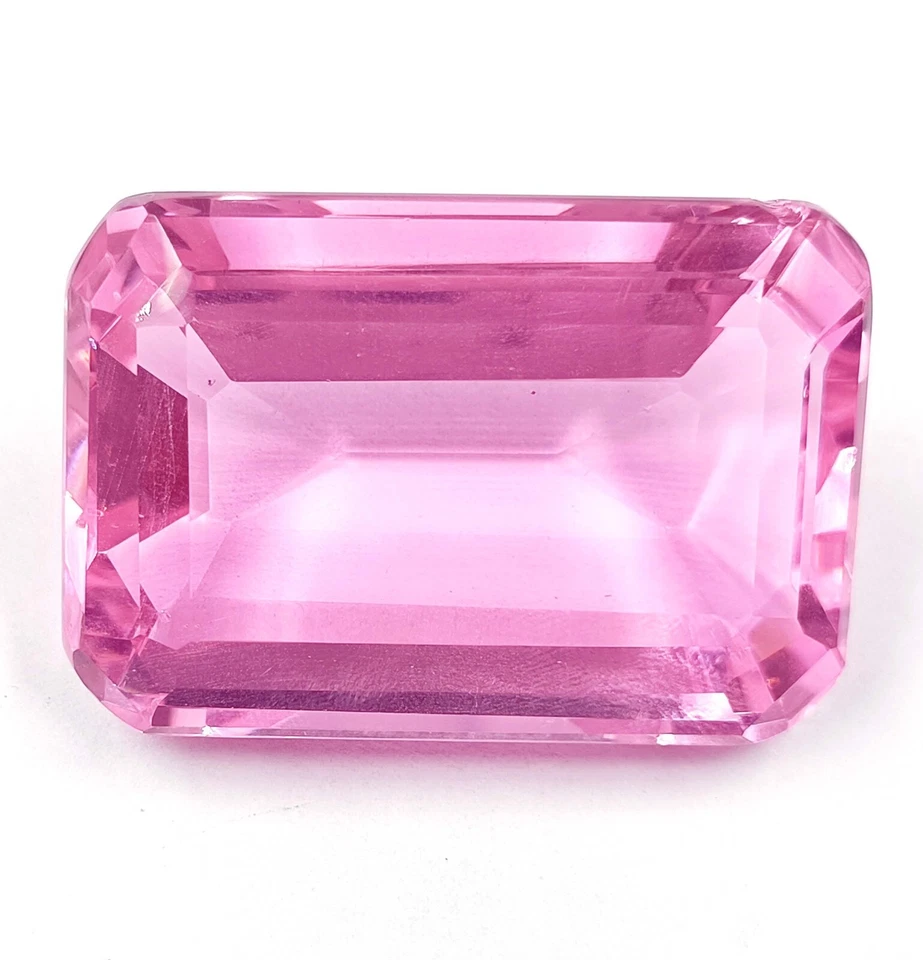 Superb 200 Ct Pink Topaz Emerald Cut Transparent Brazilian Certified Gems OMO - Image 1 of 4