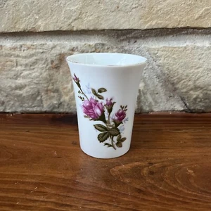 Vintage China 3 1/2” Slender Cup Pink Rose Leave Unmarked - Picture 1 of 16