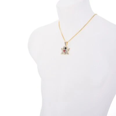Iced Out Ghost Emoji Chapado en Oro Plata Colgante 20" Collar Cadena Cubana CP 1738 Foto 1 de 4