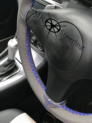 Para Vauxhall Astra F Cubierta De Volante De Cuero Perforado Gris Azul Doble ST - Imagen 1 de 4