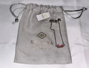 Kendra Scott Elaina Adjustable Chain Bracelet Dichroic Glass Iridescent Silver - Picture 1 of 4