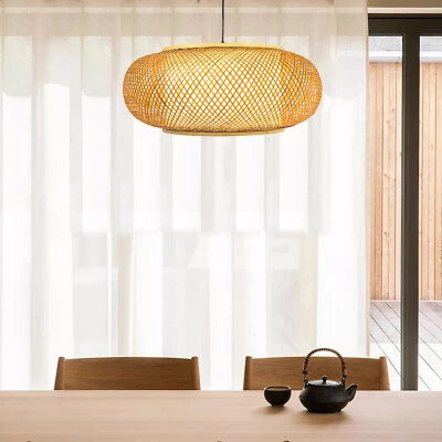 Retro 23.5" Ceiling Light Bamboo Rattan Weaving Pendant Light Rattan Lantern - Image 1 of 4
