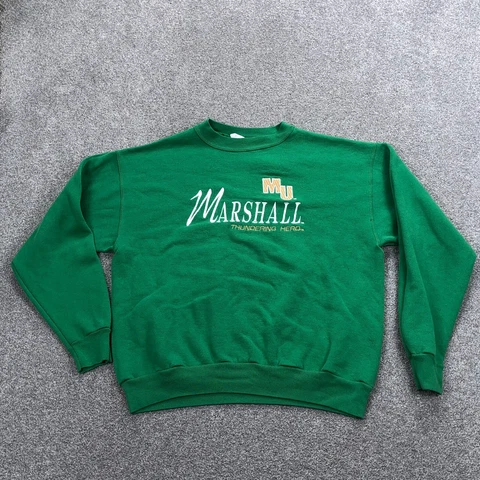 Vintage Marshall Thundering Herd Sweatshirt Men Large Pullover Sweater USA Adult Cover