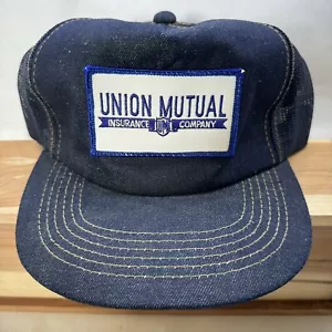Vintage Union Mutual Insurance Company bestickter Aufnäher verstellbar Denim Mütze - Bild 1 von 9