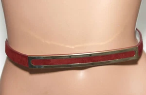 white house black market Purple/Gold Skinny Leather Belt Size S/M - 34" Long - Picture 1 of 9