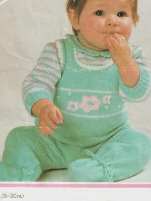 252 BOY GIRLS 4PLY CHARTED  DUNGEREES & SWEATER 16-20" KNITTING Pattern COPY - Image 1 of 2