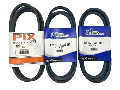 Lote de 3 cubierta de cinturón de repuesto 1/2” X 83” John Deere Cub Cadet A81K Foto 1 de 2