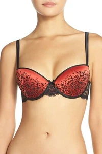 CHANTELLE BLACK RED 'Satine' Underwire T-Shirt Bra Size 36B *****$94***** - Picture 1 of 3