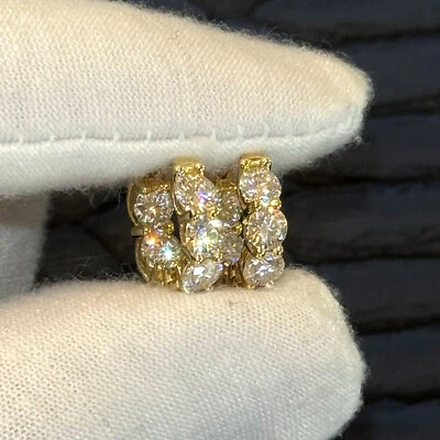 4.20 CTW Cushion Cut Moissanite Hoop Earrings Huggies - 925 Silver 14K Gold - Image 1 of 4