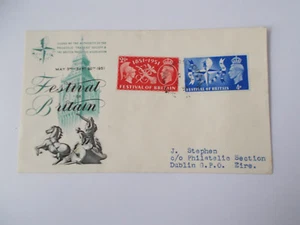1951 Festival of Britain Illustrated First Day Cover Kirby cds & Dublin on Back - Picture 1 of 2