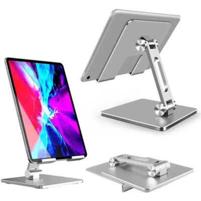Foldable Metal Phone Tablet Stand Holder Desk Mount Adjustable For iPad iPhone - Image 1 of 4