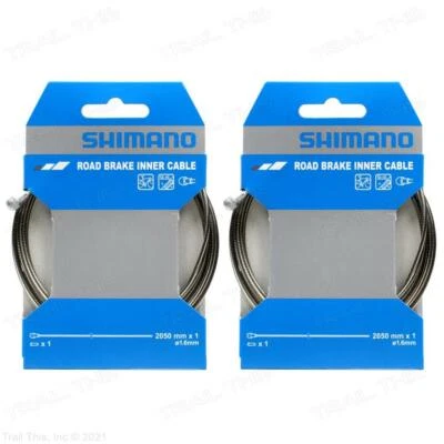 Комплект из двух (2) внутренних тормозных кабелей Shimano для дорожного велосипеда SUS нержавеющая сталь 1,6 мм x 2050 мм - Изображение 1 из 3