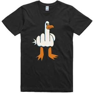 Mens Funny T-Shirt Rude Seagull Design Regular Fit 100% Cotton Tee - Picture 1 of 20
